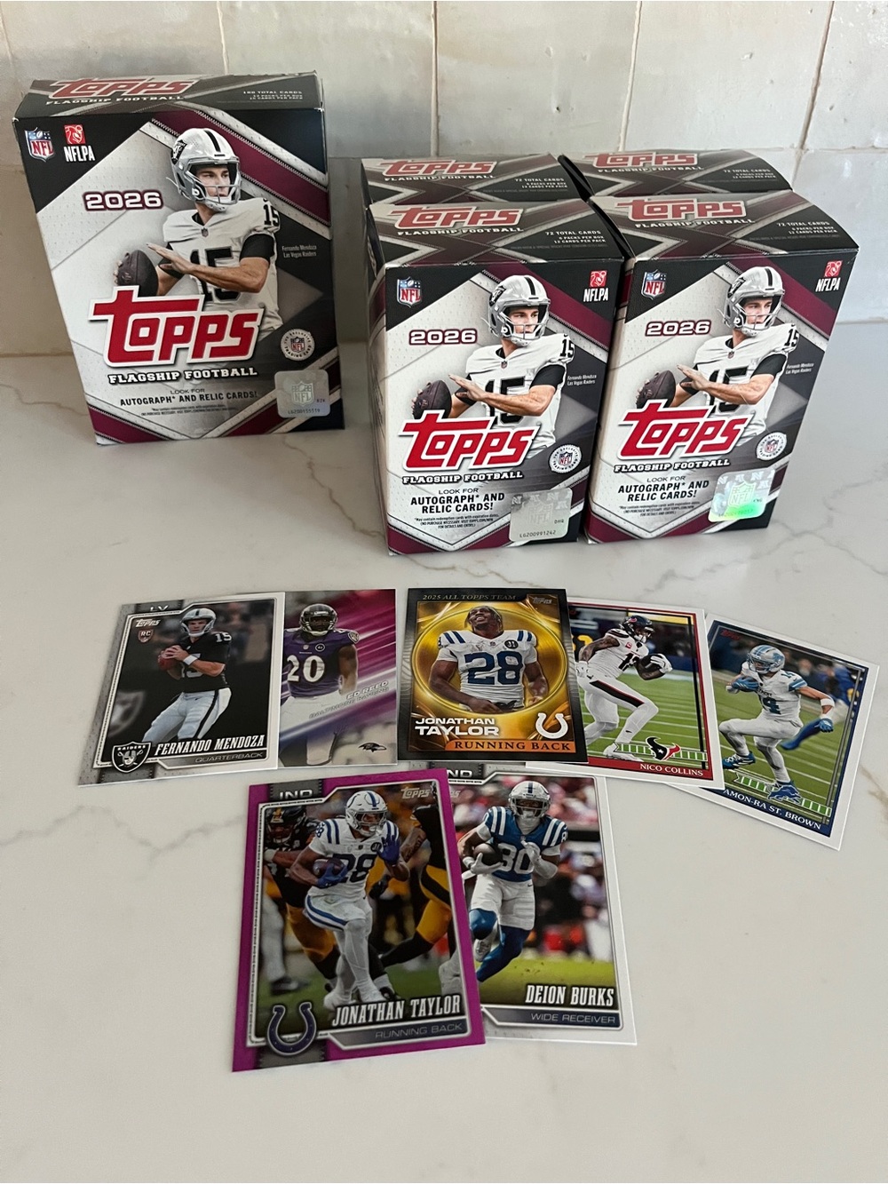 Topps Flagship Football 2026 cards - 5 opened boxes